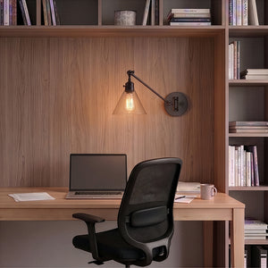 Arti 1L swing-arm wall sconce - 3690BK-CL