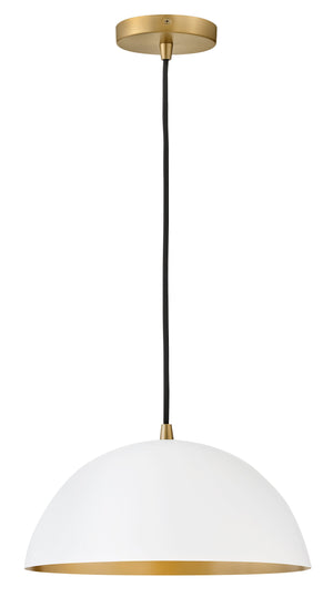 Lou 1L Pendant, Matte White w/ Lacquered Brass - 83307MW *