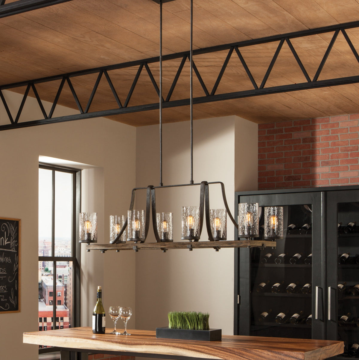 Angelo 8L linear chandelier - F3136/8DWK/SGM *